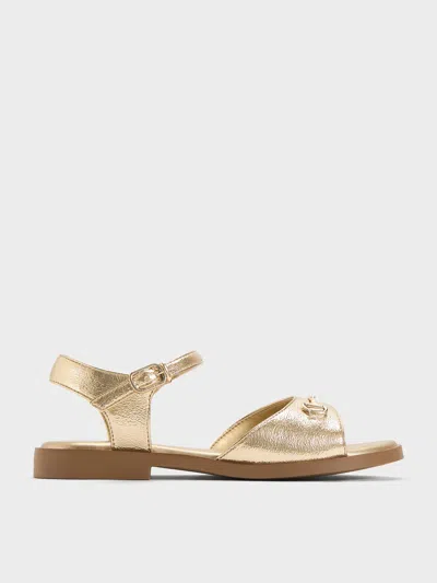 Charles & Keith - Girls' Erinna Metallic-accent Sandals In Gold