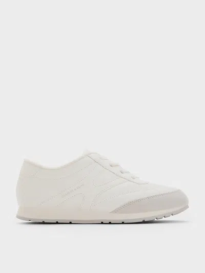 Charles & Keith - Girls' Faux Suede Low-top Sneakers In White