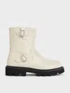 Charles & Keith - Girls' Heart-buckle Ankle Boots In Chalk