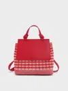 Charles & Keith - Girls' Ida Knitted Gingham Backpack In Gingham Red