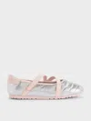 Charles & Keith - Girls' Metallic Crinkle-effect Mary Jane Sneakers