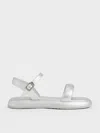 Charles & Keith - Girls' Metallic Puffy Ankle-strap Sandals In Silver