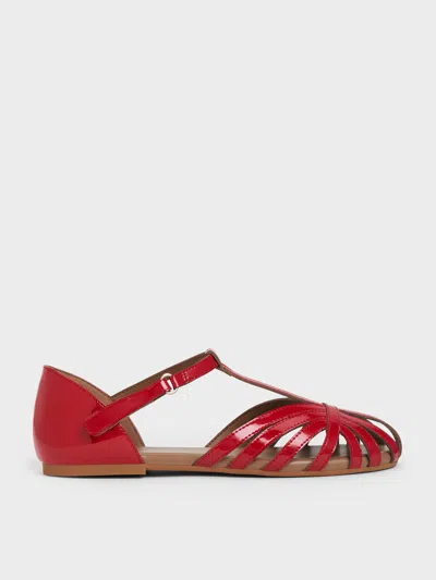 Charles & Keith - Girls' Patent Caged T-bar Sandals