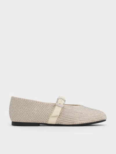 Charles & Keith - Girls' Pearl & Crystal-embellished Buckled Mary Janes In Gray
