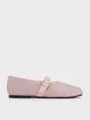 Charles & Keith - Girls' Pearl & Crystal-embellished Buckled Mary Janes In Pink