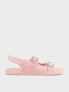 Charles & Keith - Girls' Satin Crystal-buckle Double-strap Slingback Sandals