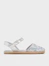Charles & Keith - Girls' Sequin Espadrille Flats In Silver