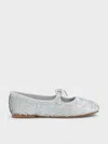 Charles & Keith - Girls' Sequin Metallic Bow Ballet Flats In Silver
