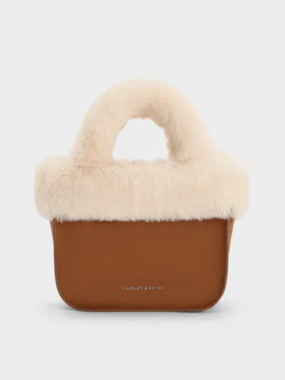 Charles & Keith - Girls' Wendy Faux Fur Tote Bag In Brown