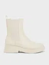 Charles & Keith Giselle Chelsea Boots In Cream