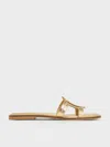 Charles & Keith - Easley Metallic Cut-out Slide Sandals In Gold