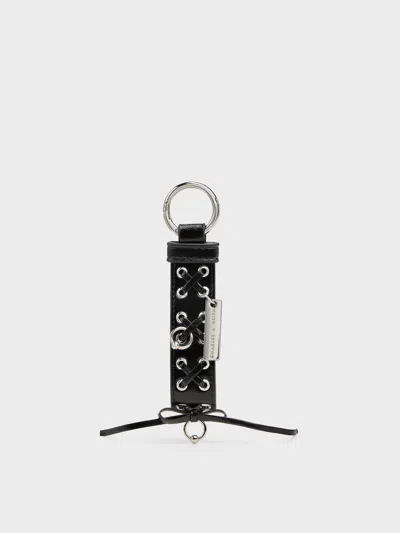 Charles & Keith - Grommet Lace-up Bag Charm In Black