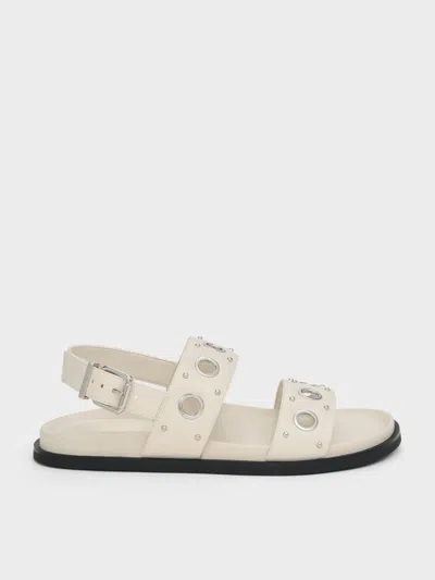 Charles & Keith - Grommet Slingback Sandals In Gray