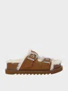 Charles & Keith - Hannah Furry Buckled Double-strap Sandals In Brown