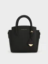 Charles & Keith - Harper Structured Top Handle Bag In Black