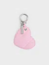 Charles & Keith - Heart Quilted Mirror Charm In Bubble Gum Pink