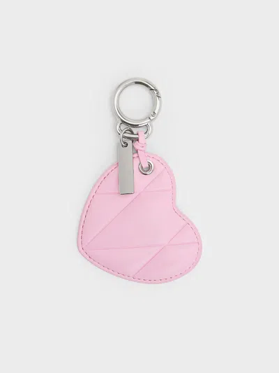 Charles & Keith - Heart Quilted Mirror Charm In Pink
