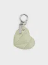 Charles & Keith - Heart Quilted Mirror Charm In Matcha Green