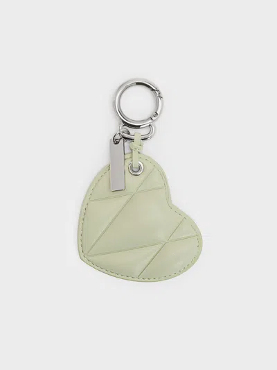 Charles & Keith - Heart Quilted Mirror Charm In Green
