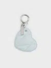 Charles & Keith - Heart Quilted Mirror Charm In Sea Salt Blue