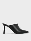 Charles & Keith - High-vamp Pointed-toe Heeled Mules In Black