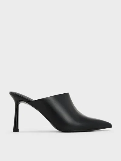 Charles & Keith - High-vamp Pointed-toe Heeled Mules In Black