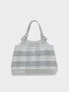 Charles & Keith - Ida Checkered Knotted Handle Tote Bag​ In Sea Salt Blue