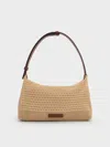 Charles & Keith - Ida Knitted Shoulder Bag In Beige