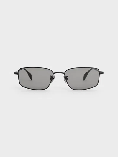 Charles & Keith - Inara Metallic-rim Sunglasses In Gray