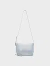Charles & Keith - Ivette Denim Front Flap Crossbody Bag In Light Washed Denim