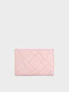 Charles & Keith - Ivette Woven Card Holder In Pink