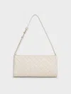 Charles & Keith - Ivette Woven Elongated Shoulder Bag In Cream