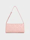 Charles & Keith - Ivette Woven Elongated Shoulder Bag In Light Pink