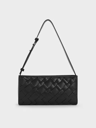 Charles & Keith - Ivette Woven Elongated Shoulder Bag In Gold