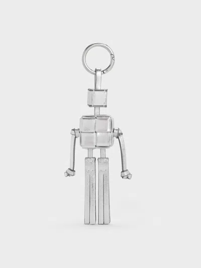 Charles & Keith - Ivette Woven Robot Bag Charm In Silver