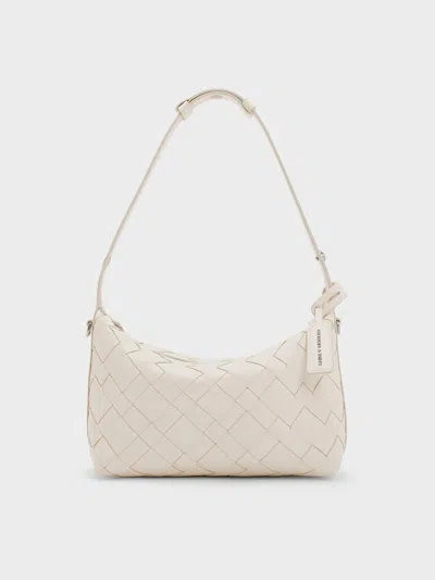 Charles & Keith - Ivette Woven Shoulder Bag In Cream
