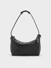 Charles & Keith - Ivette Woven Shoulder Bag In Noir