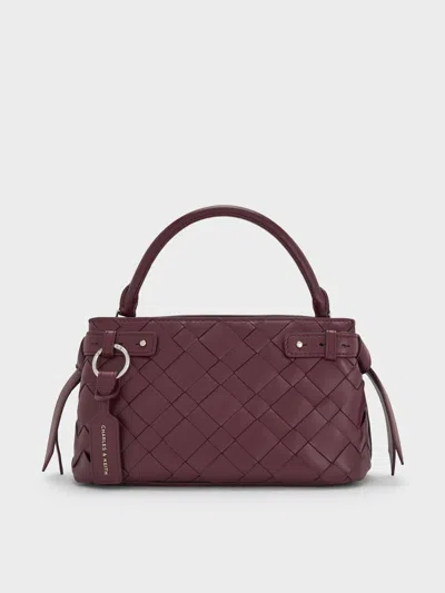 Charles & Keith - Ivette Woven Top Handle Bag In Red