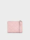 Charles & Keith - Ivette Woven Top-zip Small Wallet In Pink