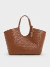 Charles & Keith - Ivette Woven Tote Bag In Chocolate