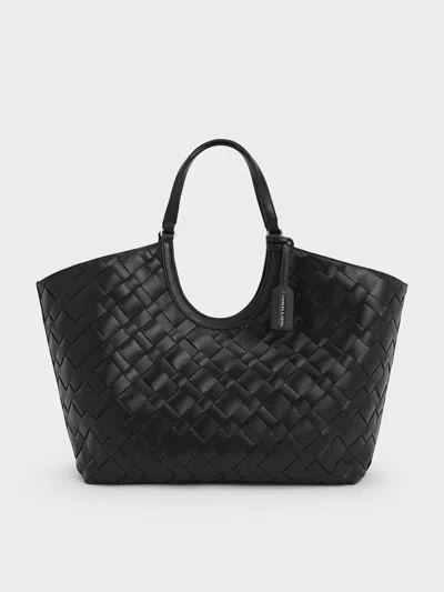 Charles & Keith - Ivette Woven Tote Bag In Noir
