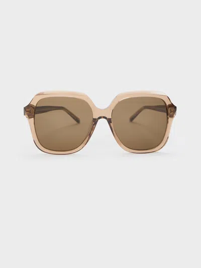 Charles & Keith - Izara Recycled Acetate Butterfly Sunglasses In Brown