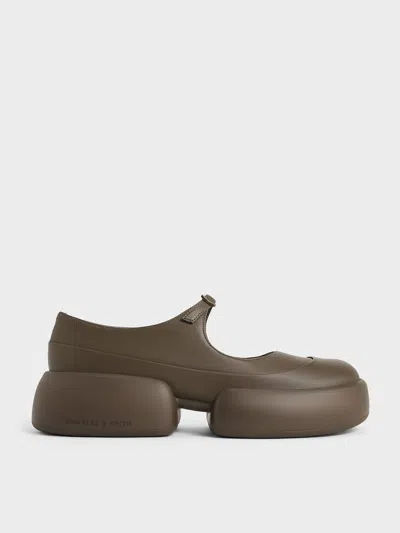 Charles & Keith - Jamie Sculptural Platform Mary Janes In Dark Brown