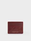 Charles & Keith - Janie Quilted Card Holder In Burgundy