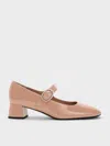 Charles & Keith - Jannie Patent Crystal-buckle Mary Jane Pumps In Nude