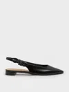 Charles & Keith - Jayce Leather Knot-bow Slingback Flats In Black