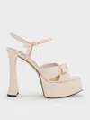Charles & Keith - Jayce Leather Platform Sandals In Neutral