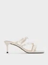 Charles & Keith - Jessy Recycled Polyester Bow Heeled Sandals In White