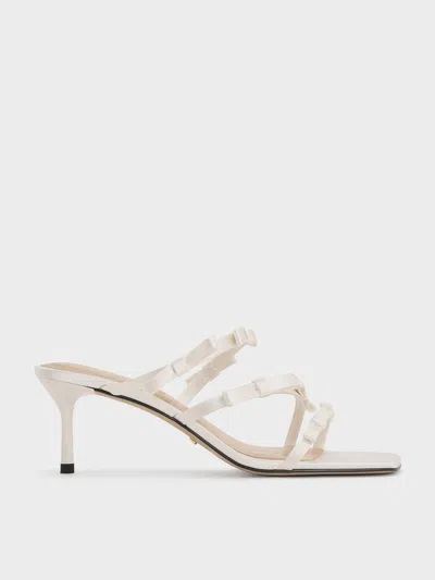 Charles & Keith - Jessy Recycled Polyester Bow Heeled Sandals In White