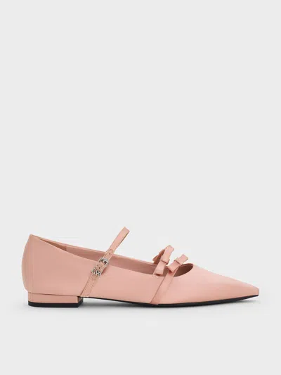 Charles & Keith - Jessy Recycled Polyester Bow Pointed-toe Flats In Pink